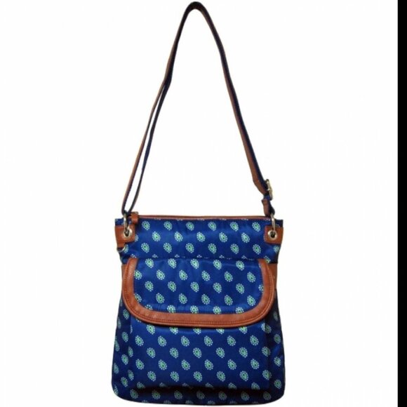 Laura Scott Blue Paisley Crossbody Bag Nylon, Magnetic Flap & Zipper, Adjustable - Picture 8 of 11